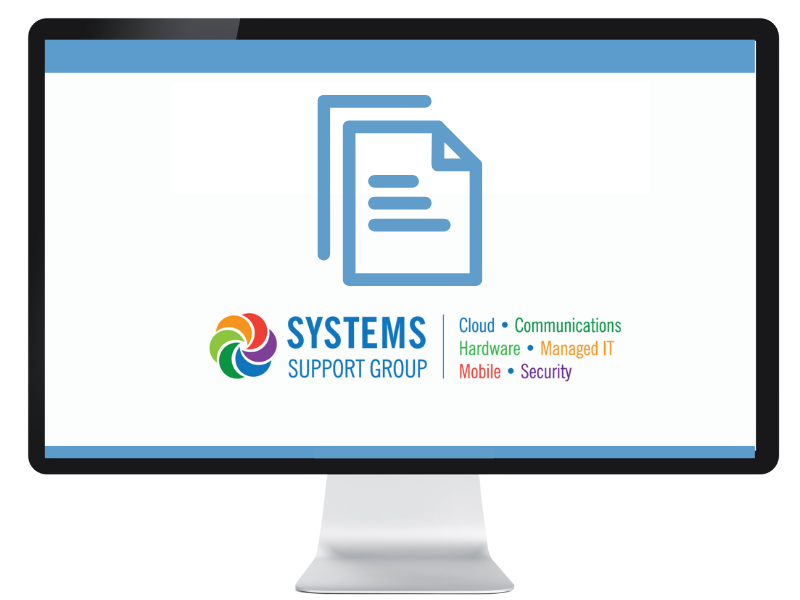 System Support Group Website displayed on a computer monitor